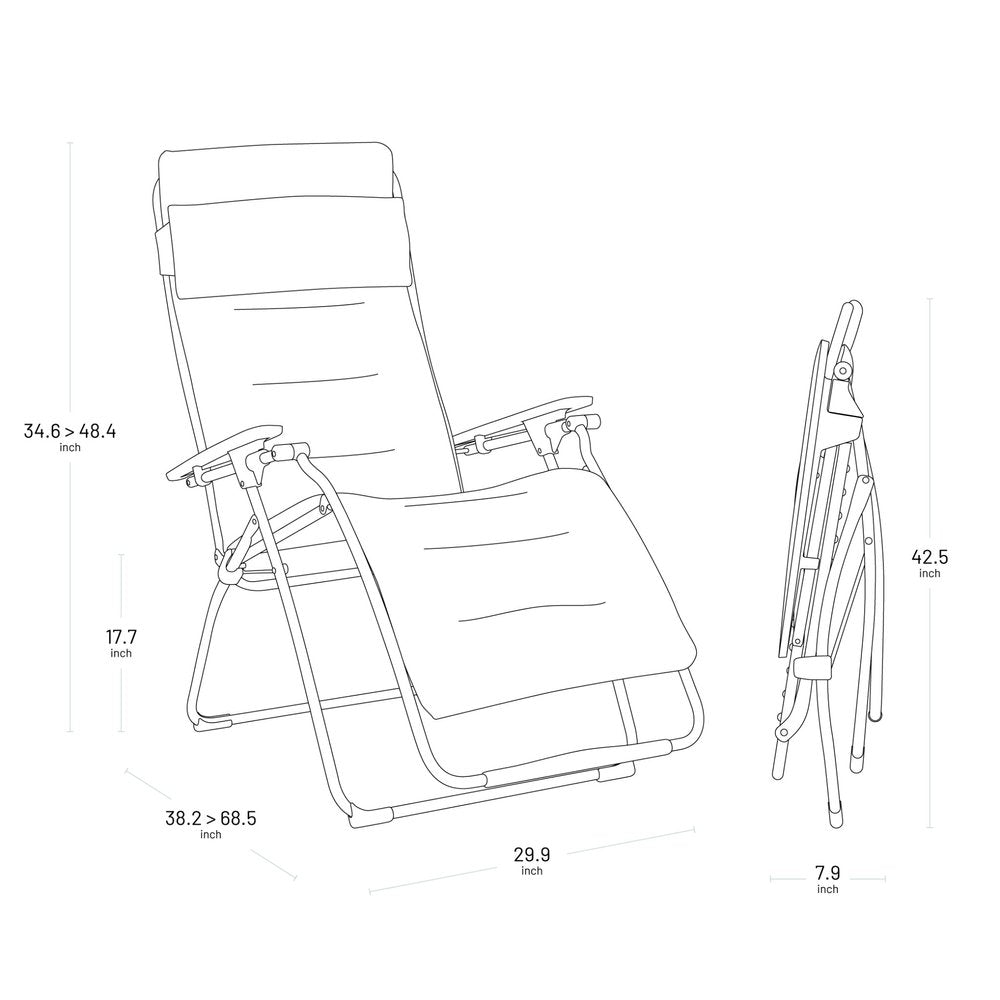 30" Black Steel Outdoor Zero Gravity Chair with Black Cushion