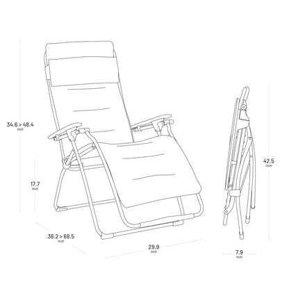 30" Black Steel Outdoor Zero Gravity Chair with Black Cushion