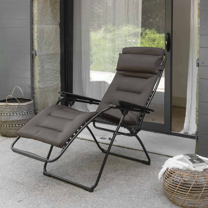30" Gray Steel Outdoor Zero Gravity Chair with Gray Cushion