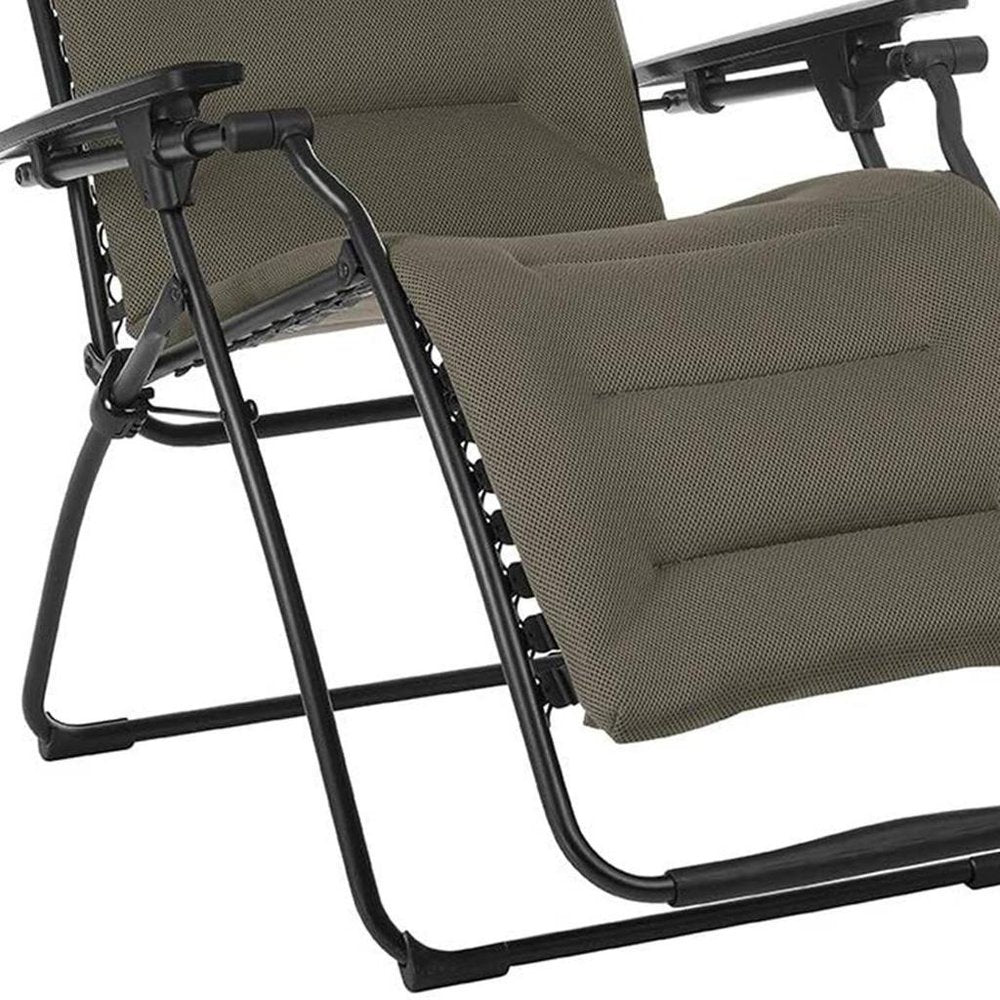 30" Black Steel Outdoor Zero Gravity Chair with Black Cushion