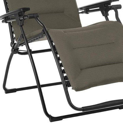 30" Black Steel Outdoor Zero Gravity Chair with Black Cushion