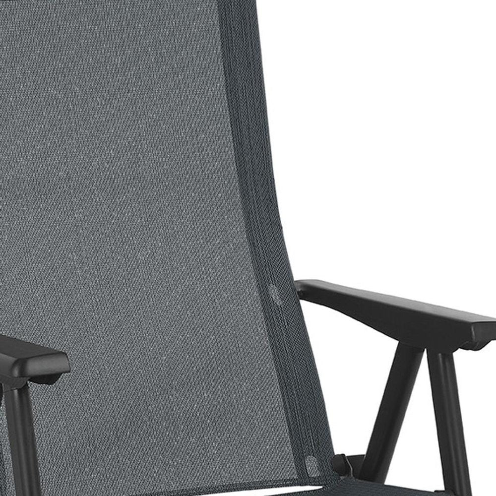 24" Gray and Black Steel Outdoor Arm Chair