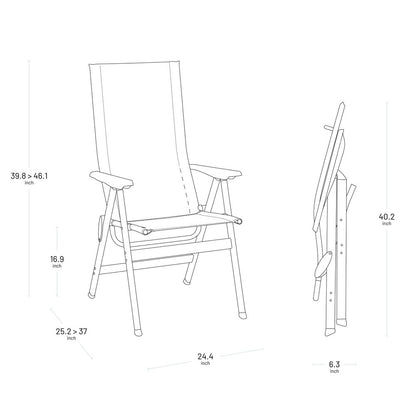24" Gray and Black Steel Outdoor Arm Chair