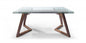 63" Clear and Brown Glass and Solid Wood Self-Storing Leaf Dining Table