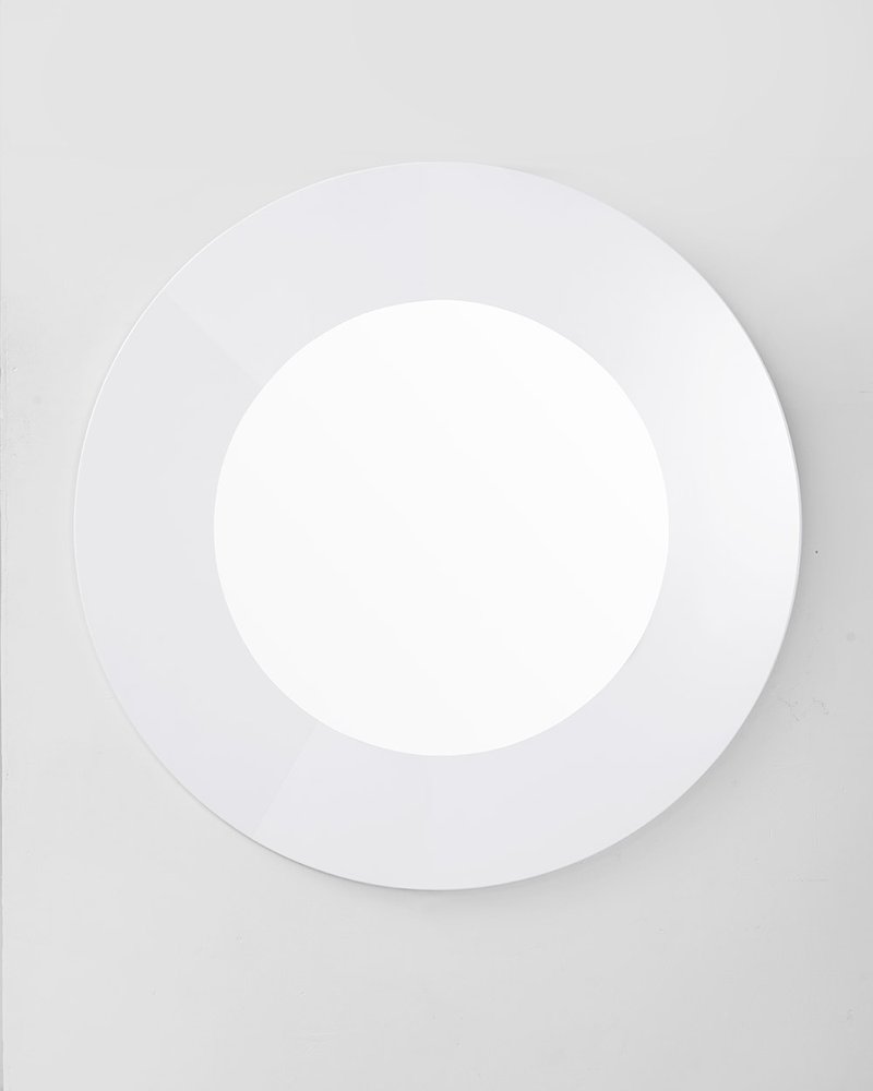 40" White Round Wood Framed Accent Mirror