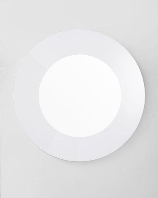 40" White Round Wood Framed Accent Mirror