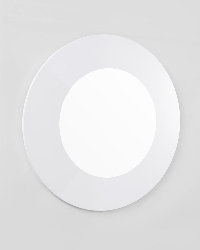 40" White Round Wood Framed Accent Mirror