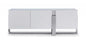 91" White Glass and Stainless Steel Frame Console Table