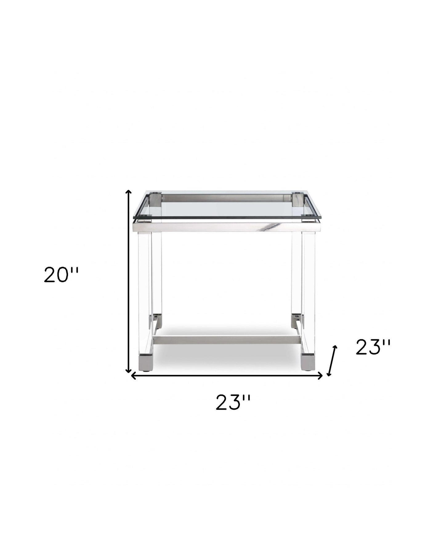 20" Silver And Clear Glass Square End Table