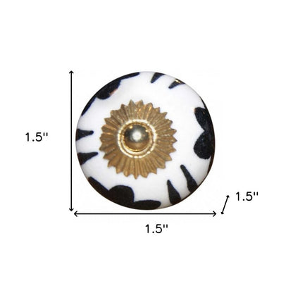1.5" X 1.5" X 1.5" Black White And Gold  Knobs 8 Pack