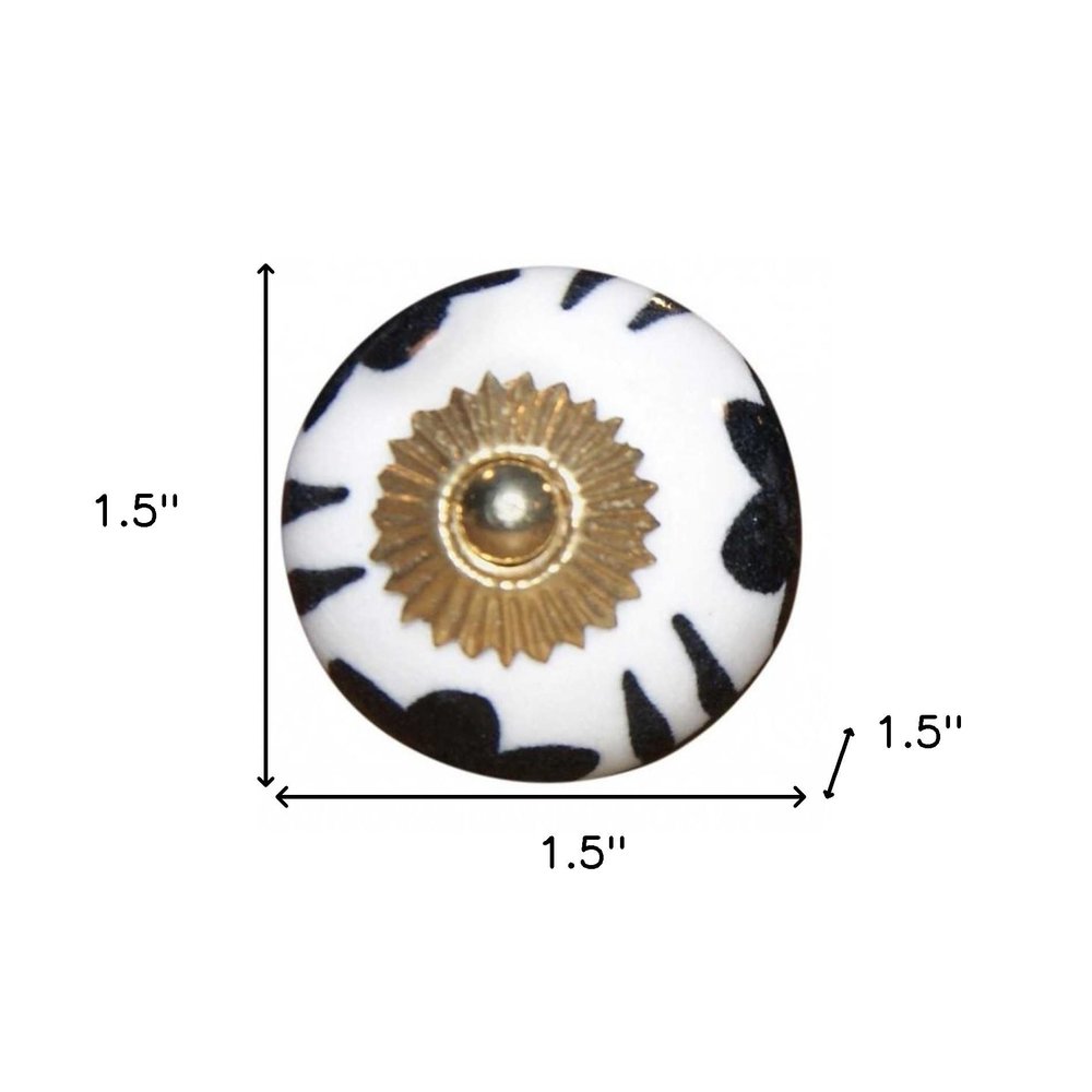 1.5" X 1.5" X 1.5" Black White And Gold  Knobs 8 Pack