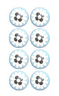 Set of Eight Blue White And Black Floral Ceramic Drawer Pull Knobs