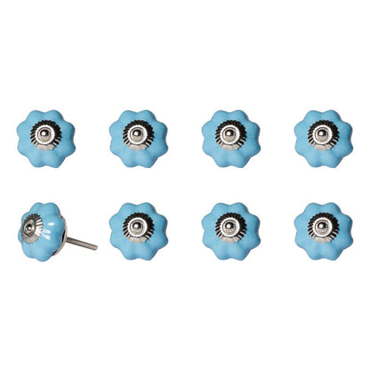 1.5" X 1.5" X 1.5" Glossy Navy And Silver  Knobs 8 Pack