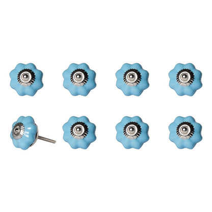 1.5" X 1.5" X 1.5" Glossy Navy And Silver  Knobs 8 Pack