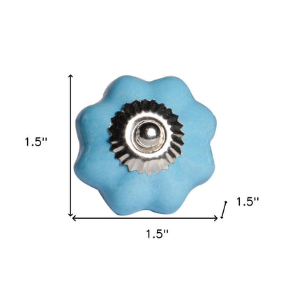 1.5" X 1.5" X 1.5" Glossy Navy And Silver  Knobs 8 Pack