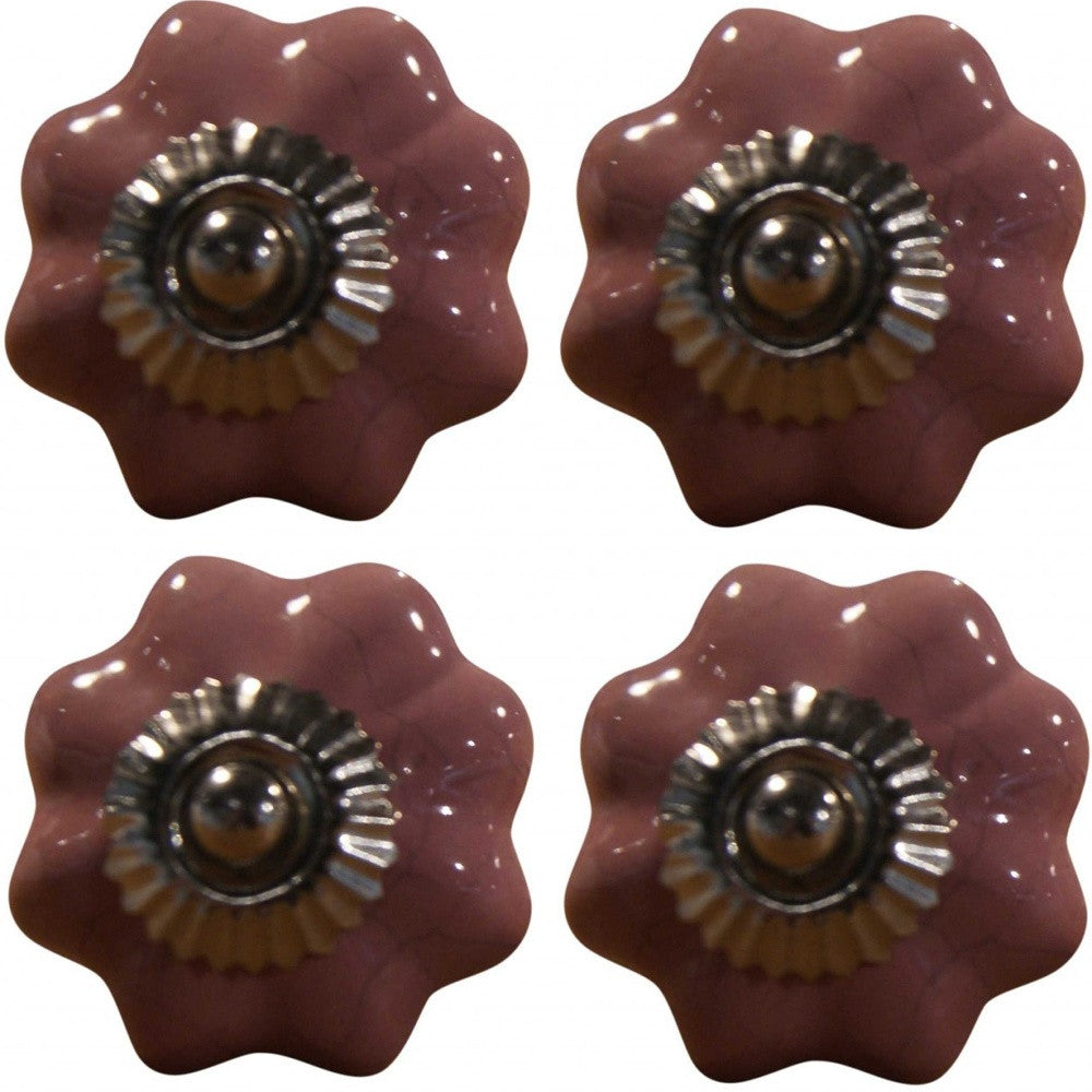 1.5" X 1.5" X 1.5" Glossy Pink Silver And Red  Knobs 8 Pack