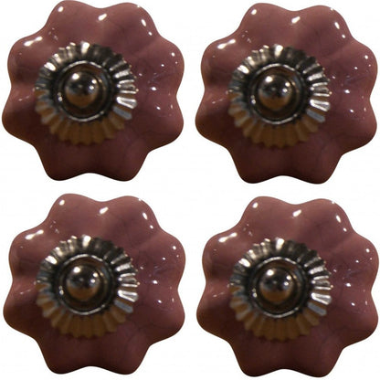 Set of Eight Pink Ceramic Drawer Pull Knobs
