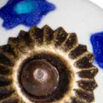 Set of Twelve Blue White And Turquoise Floral Ceramic Drawer Pull Knobs