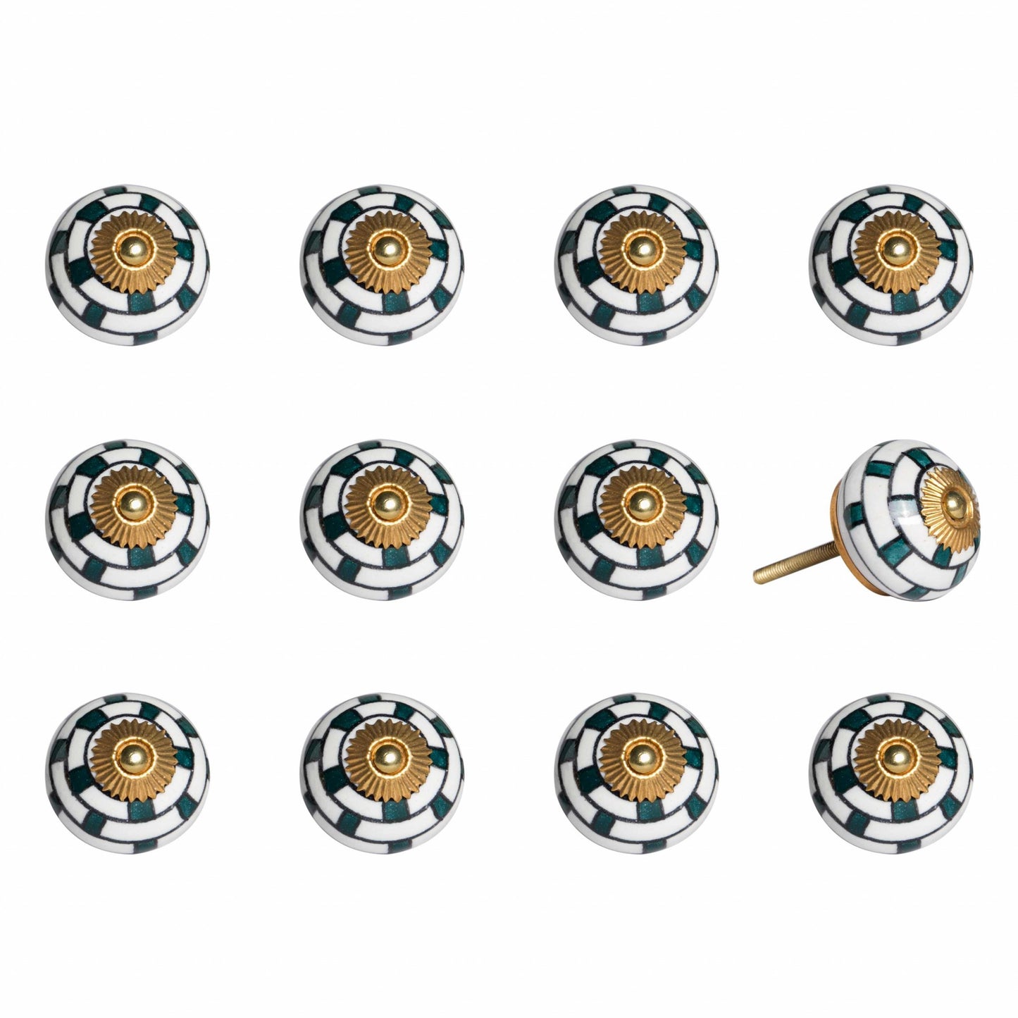 Set of Twelve Sky Blue And White Floral Ceramic Drawer Pull Knobs