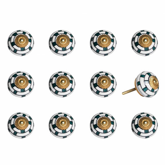 1.5" X 1.5" X 1.5" White Black And Yellow  Knobs 12 Pack