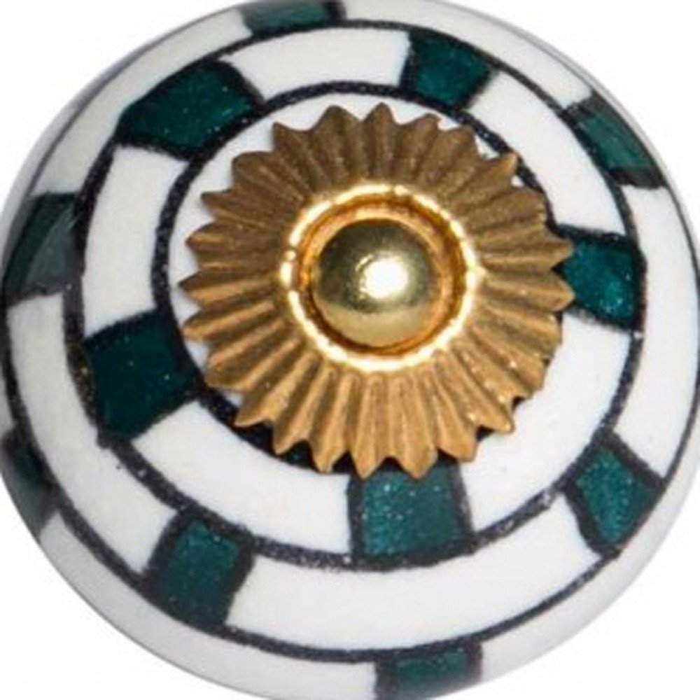 1.5" X 1.5" X 1.5" White Black And Silver  Knobs 12 Pack