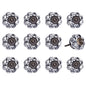 Set of Twelve Black And White Floral Ceramic Drawer Pull Knobs