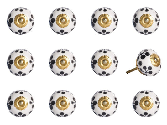 1.5" X 1.5" X 1.5" White Black And Yellow  Knobs 12 Pack