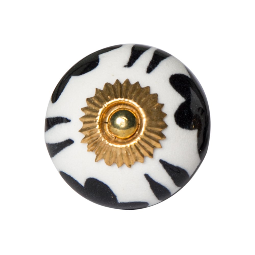 Set of Twelve White Teal And Gold Geometric Ceramic Drawer Pull Knobs