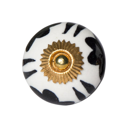 Set of Twelve White Teal And Gold Geometric Ceramic Drawer Pull Knobs