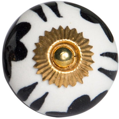 Set of Twelve White Teal And Gold Geometric Ceramic Drawer Pull Knobs