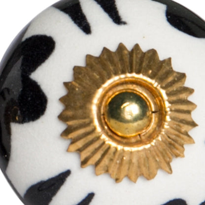 Set of Twelve White Teal And Gold Geometric Ceramic Drawer Pull Knobs