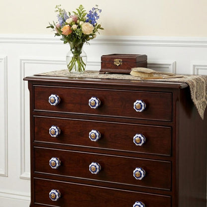 1.5" X 1.5" X 1.5" White Blue And Gold  Knobs 12 Pack