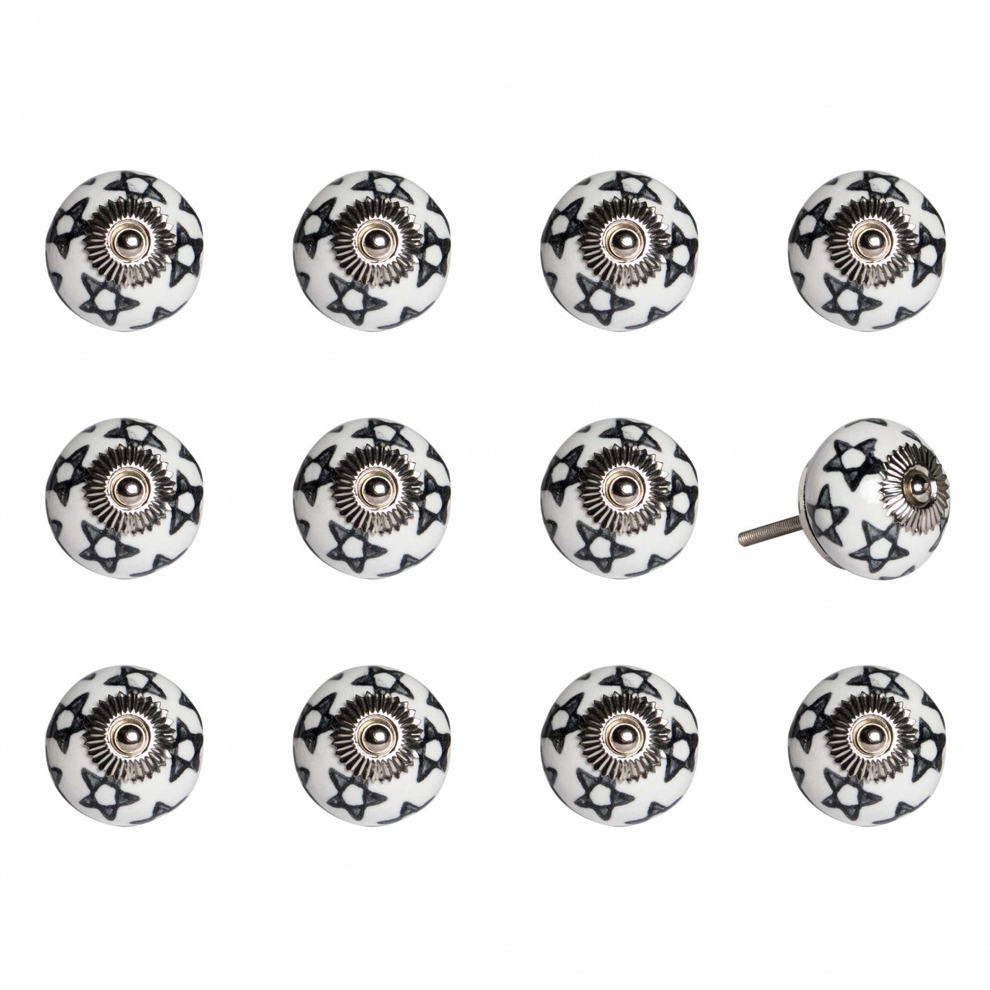 Set of Twelve Sky Blue And White Floral Ceramic Drawer Pull Knobs