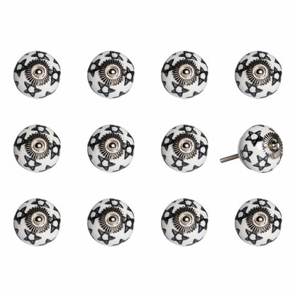 Set of Twelve Sky Blue And White Floral Ceramic Drawer Pull Knobs