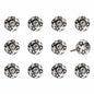 Set of Twelve White Teal And Gold Geometric Ceramic Drawer Pull Knobs