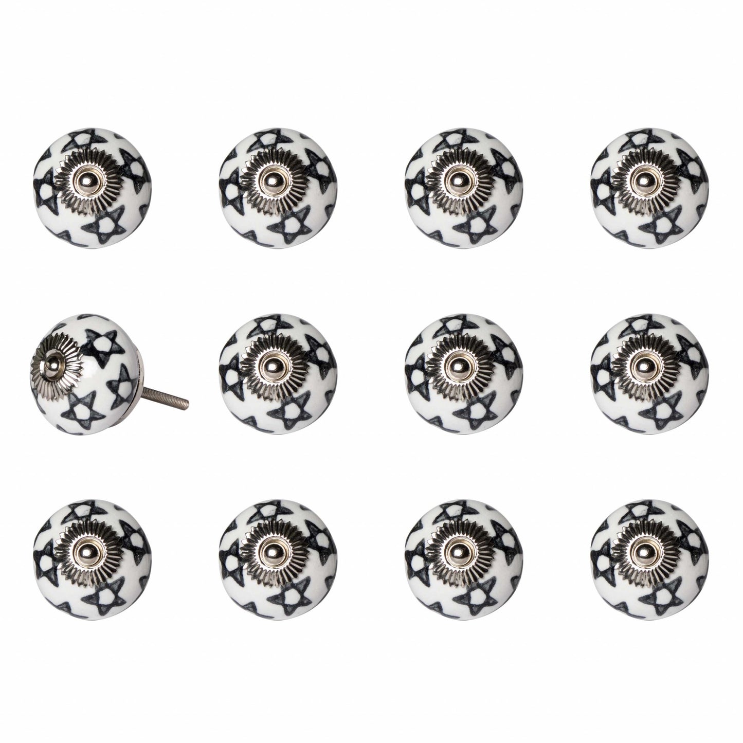 Set of Twelve Sky Blue And White Floral Ceramic Drawer Pull Knobs