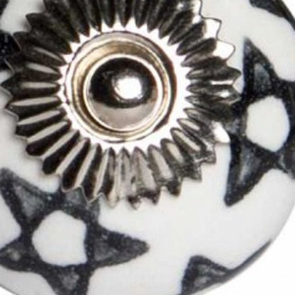 Set of Twelve White Teal And Gold Geometric Ceramic Drawer Pull Knobs