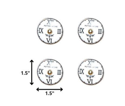 Set of Twelve Black White And Gold Clock Face Ceramic Drawer Pull Knobs