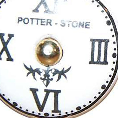 Set of Twelve Black White And Gold Clock Face Ceramic Drawer Pull Knobs