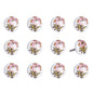 Set of Twelve Pink And White Floral Ceramic Drawer Pull Knobs