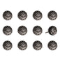Set of Twelve Black And Silver Ceramic Filigree Floral Drawer Pull Knobs