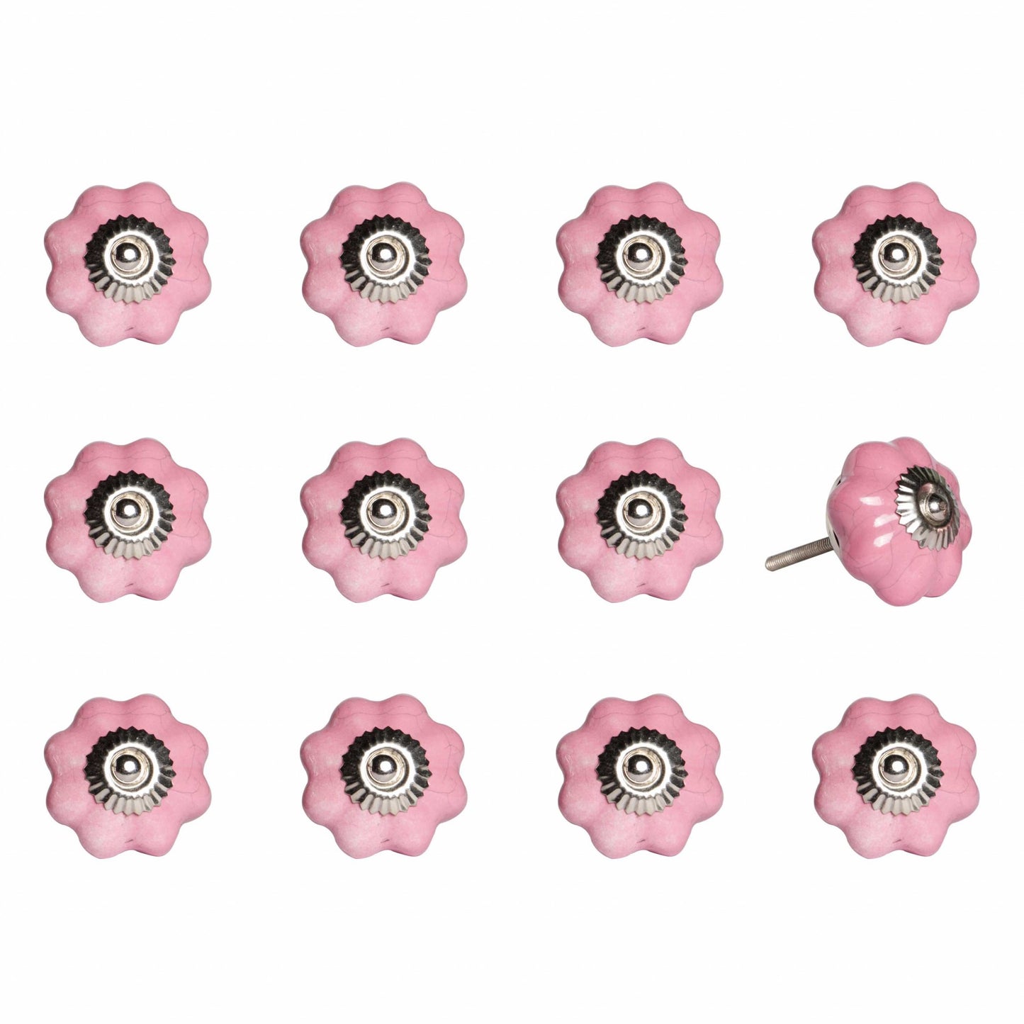 Set of Twelve Sky Blue And White Floral Ceramic Drawer Pull Knobs
