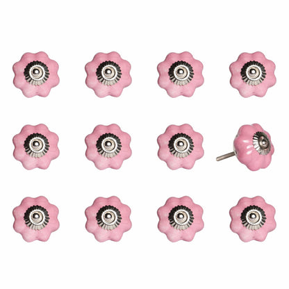 Set of Twelve Sky Blue And White Floral Ceramic Drawer Pull Knobs