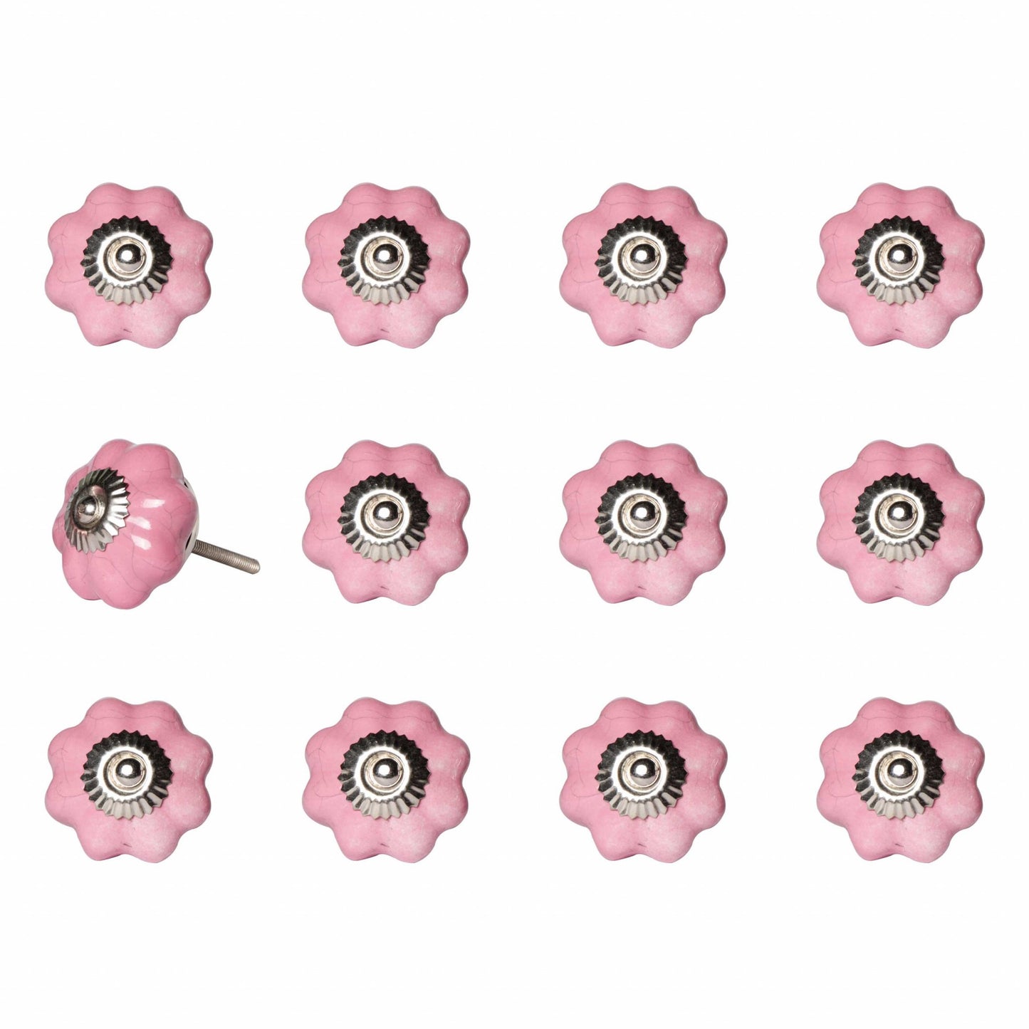 Set of Twelve Sky Blue And White Floral Ceramic Drawer Pull Knobs