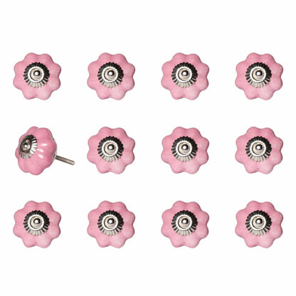 Set of Twelve Sky Blue And White Floral Ceramic Drawer Pull Knobs