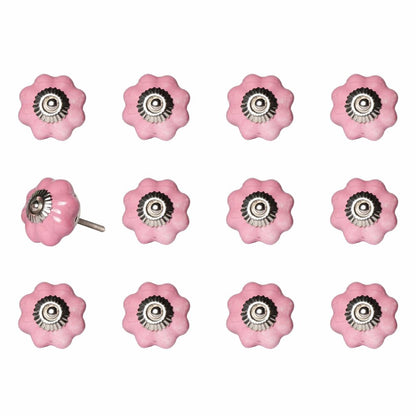 Set of Twelve White Teal And Gold Geometric Ceramic Drawer Pull Knobs