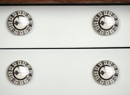 Set of Twelve Black And Gray Clock Face Ceramic Drawer Pull Knobs