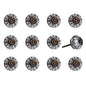 Set of Twelve Black And White Floral Ceramic Drawer Pull Knobs