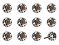 Set of Twelve Black White And Copper Ceramic Geometric Drawer Pull Knobs
