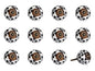 Set of Twelve Black White And Copper Ceramic Geometric Drawer Pull Knobs